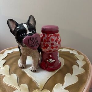 Blue Sky Valentines Day Our Love Bubble Ceramic Bulldog Figurine